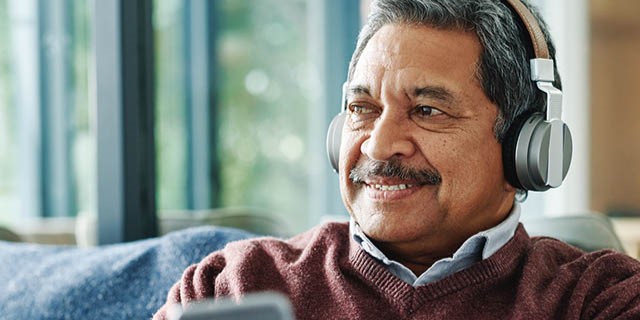 man listening to music
